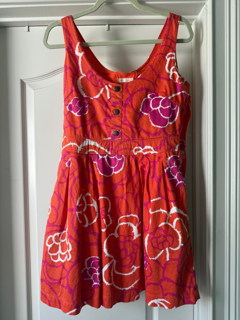 Tulle Orange Mini Dress with Pink & White Floral Print